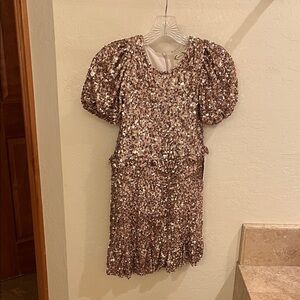 Joyfolie Sequin Puff Sleeve Dress// MIA JOY Brand